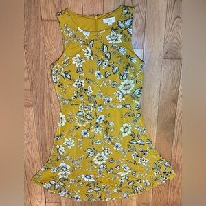 LOFT - Women’s Jersey Material Mustard Colour Floral Sleeveless Dress